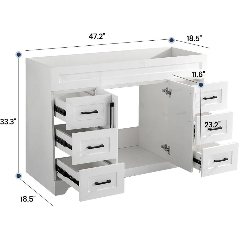 MKDK Modern Freestanding Bathroom Vanity With Six Drawers