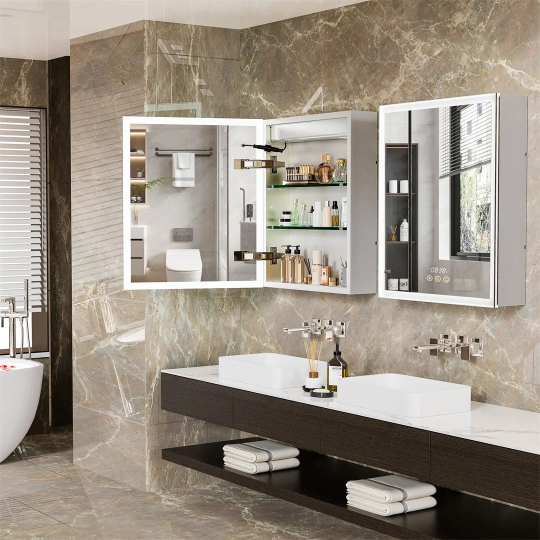 LUVODI Bluetooth Bathroom Mirror Cabinet With LED Defog