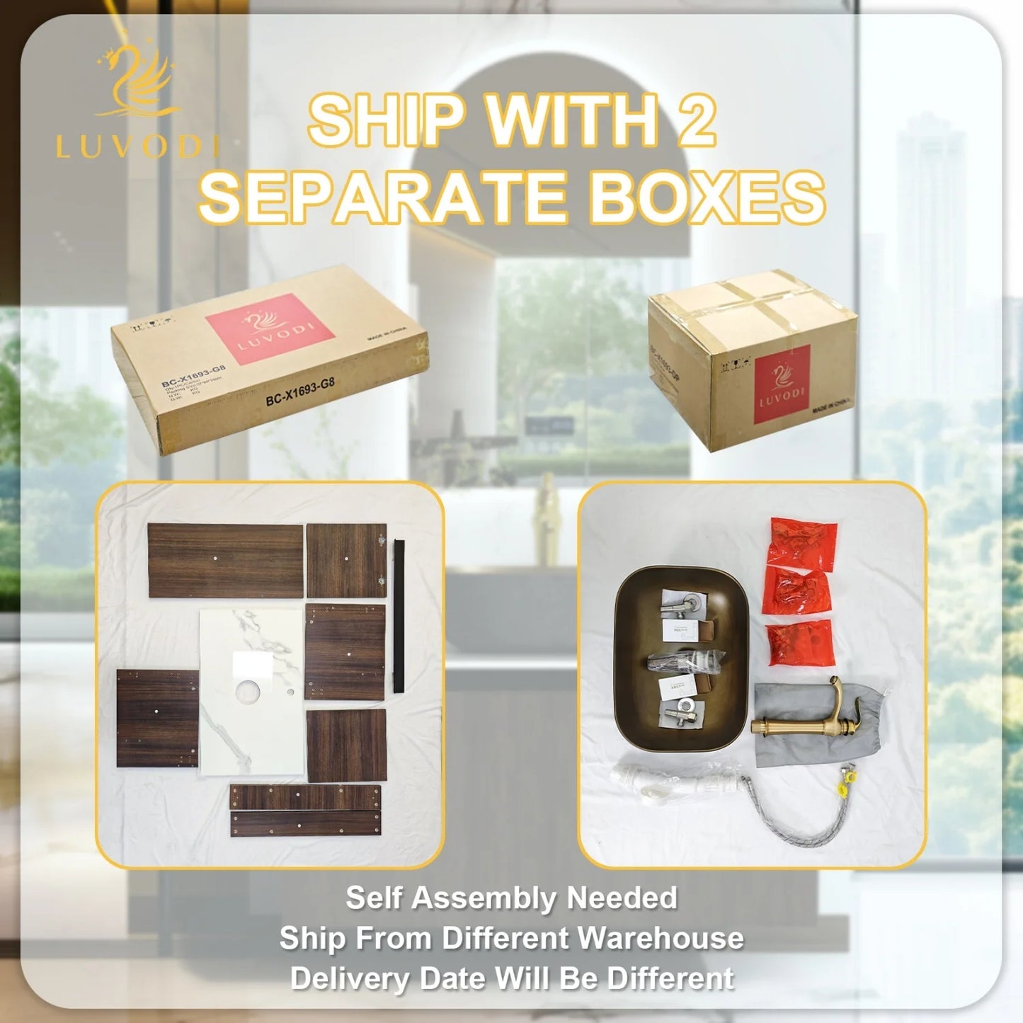 Floating Bathroom Vanity Sink Combo With Ceramic Basin Stone Top