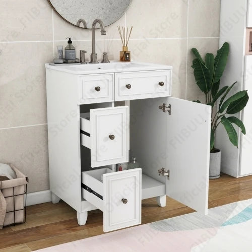 FIIBUU Ceramic Sink Vanity Cabinet With Two Drawers