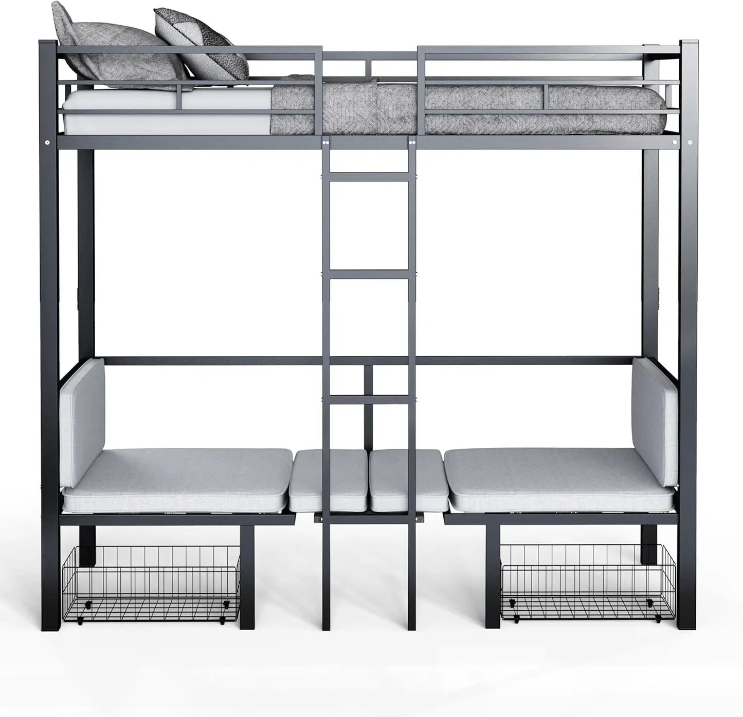 XMSJ Loft Bed With Desk and Storage Drawers for Kids