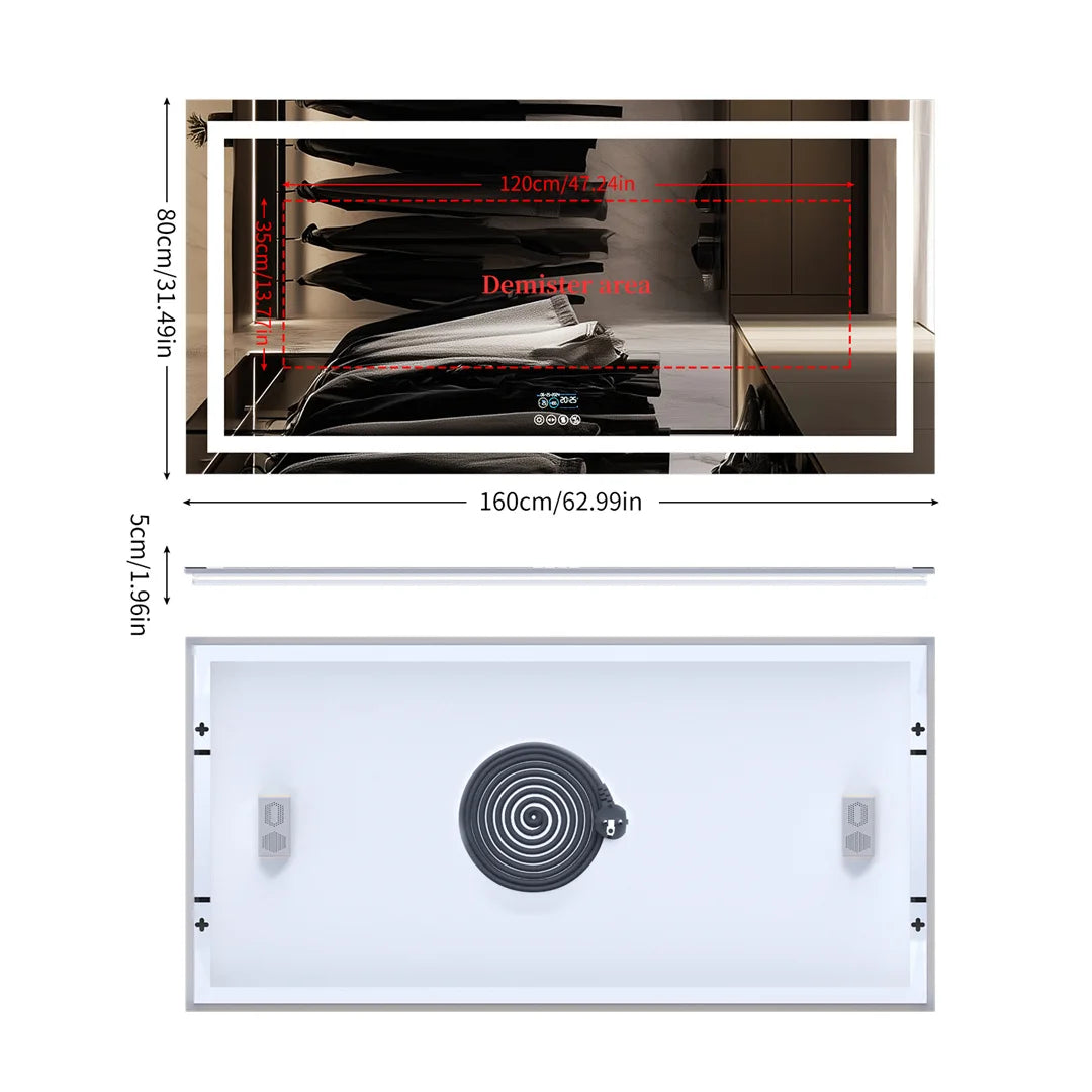 Luvodi Illuminated Bluetooth LED Bathroom Mirror Time Display