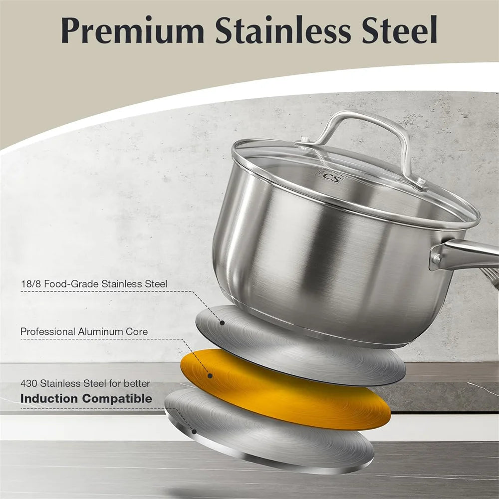 KOCH SYSTEME CS Stainless Steel Pots And Pans Nonstick Set