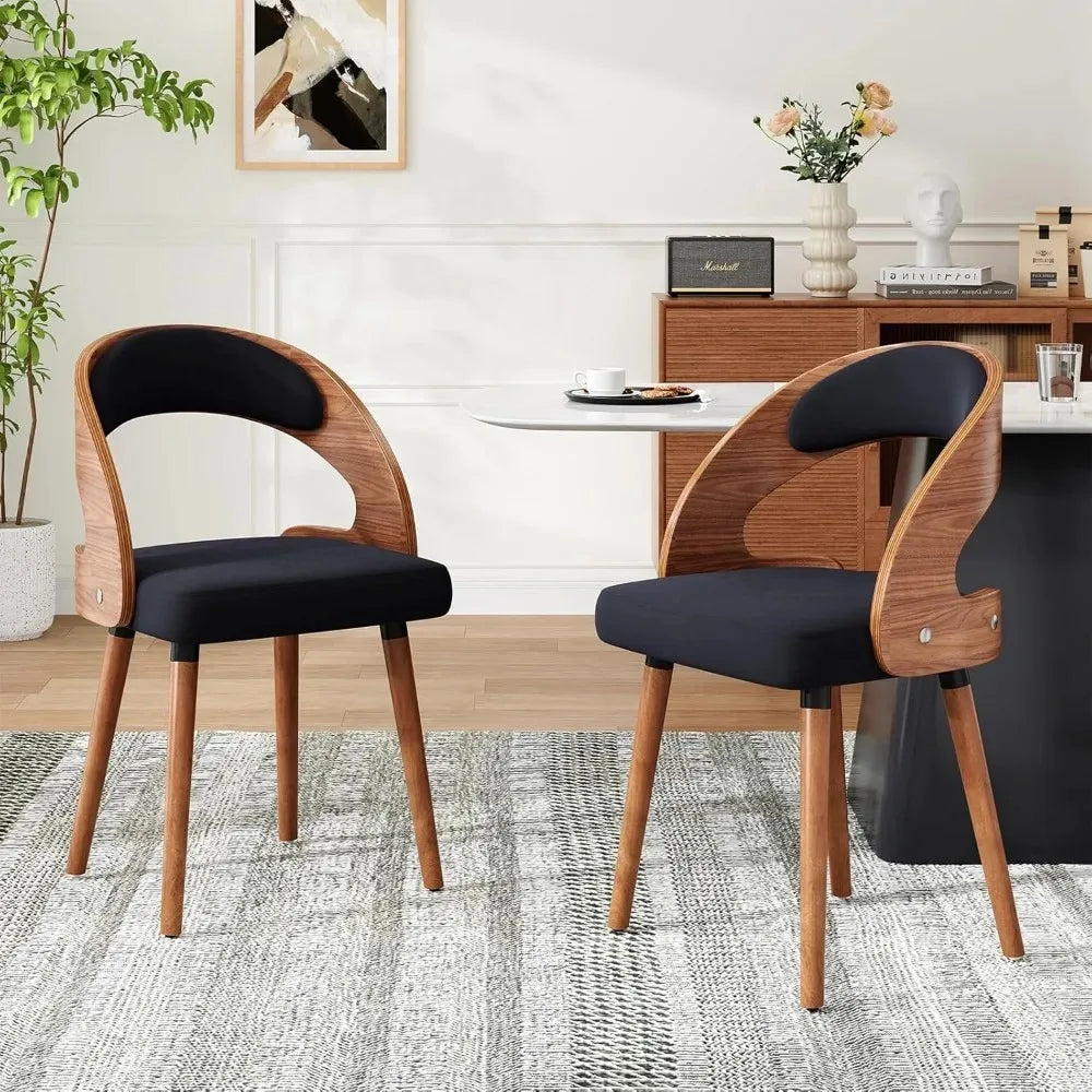 CHENGWEI Modern Wood Dining Chairs Set With Curved Backrests