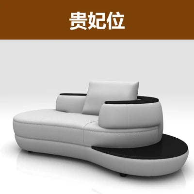 MANBAS Top Grain Leather Corner Sectional Sofa Arc Set