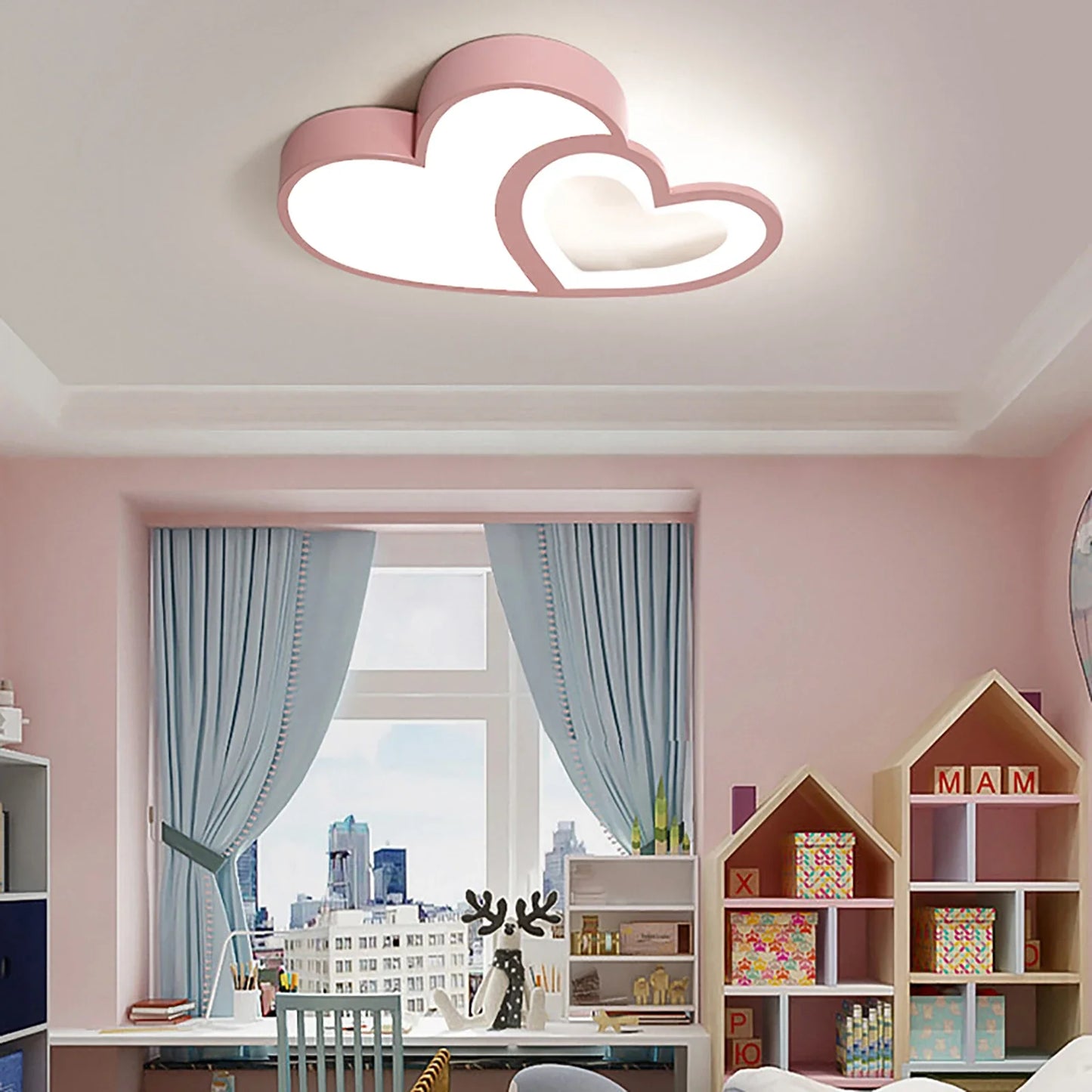 Bymaocar LED Ceiling Light With Remote Control 3 Color Dimmable Modern Cartoon Design For Living Room Bedroom Kids