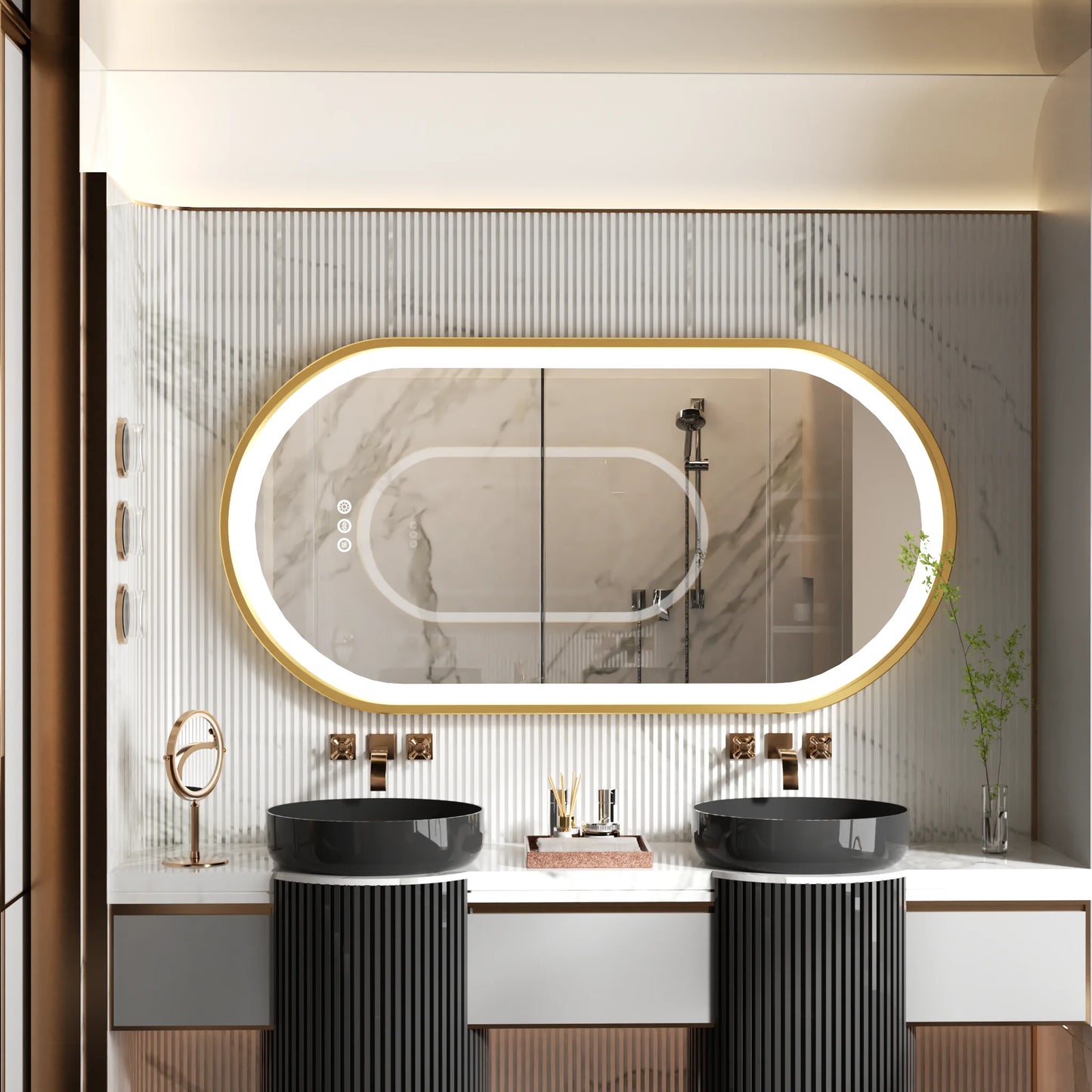 Wisfor LED Oval Bathroom Mirror With Stepless Dimmable Vanity Light