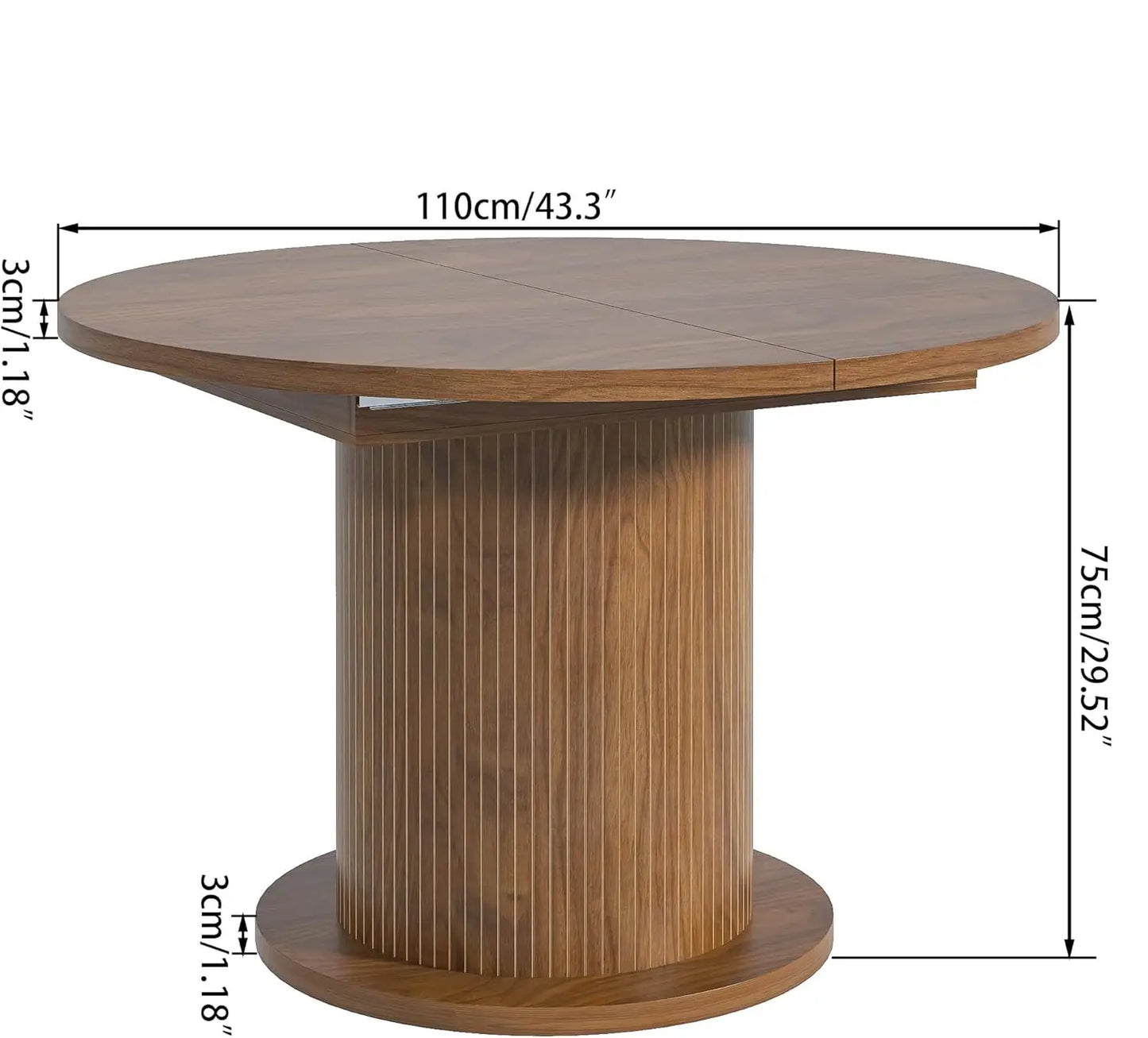 XMSJ Round Dining Table For 6 With Wood Strip Base