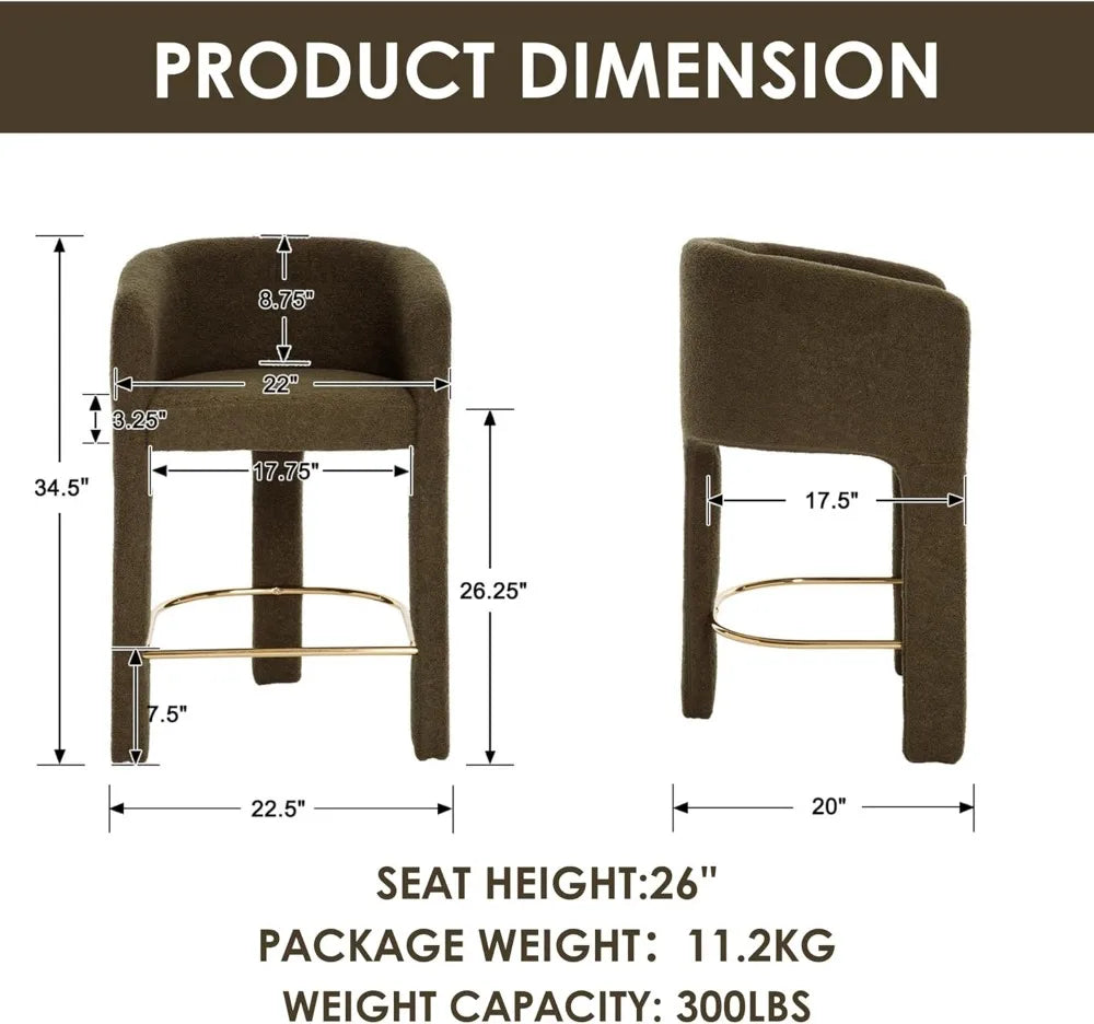 SUVE BEST Modern Barrel Bar Stools With Upholstered Back