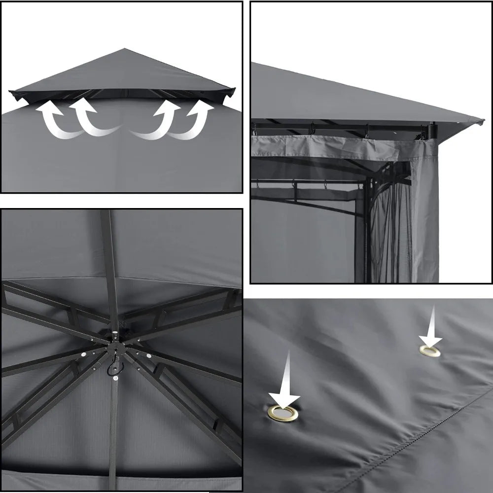 XMSJ Outdoor Gazebo With Mosquito Netting For Patios