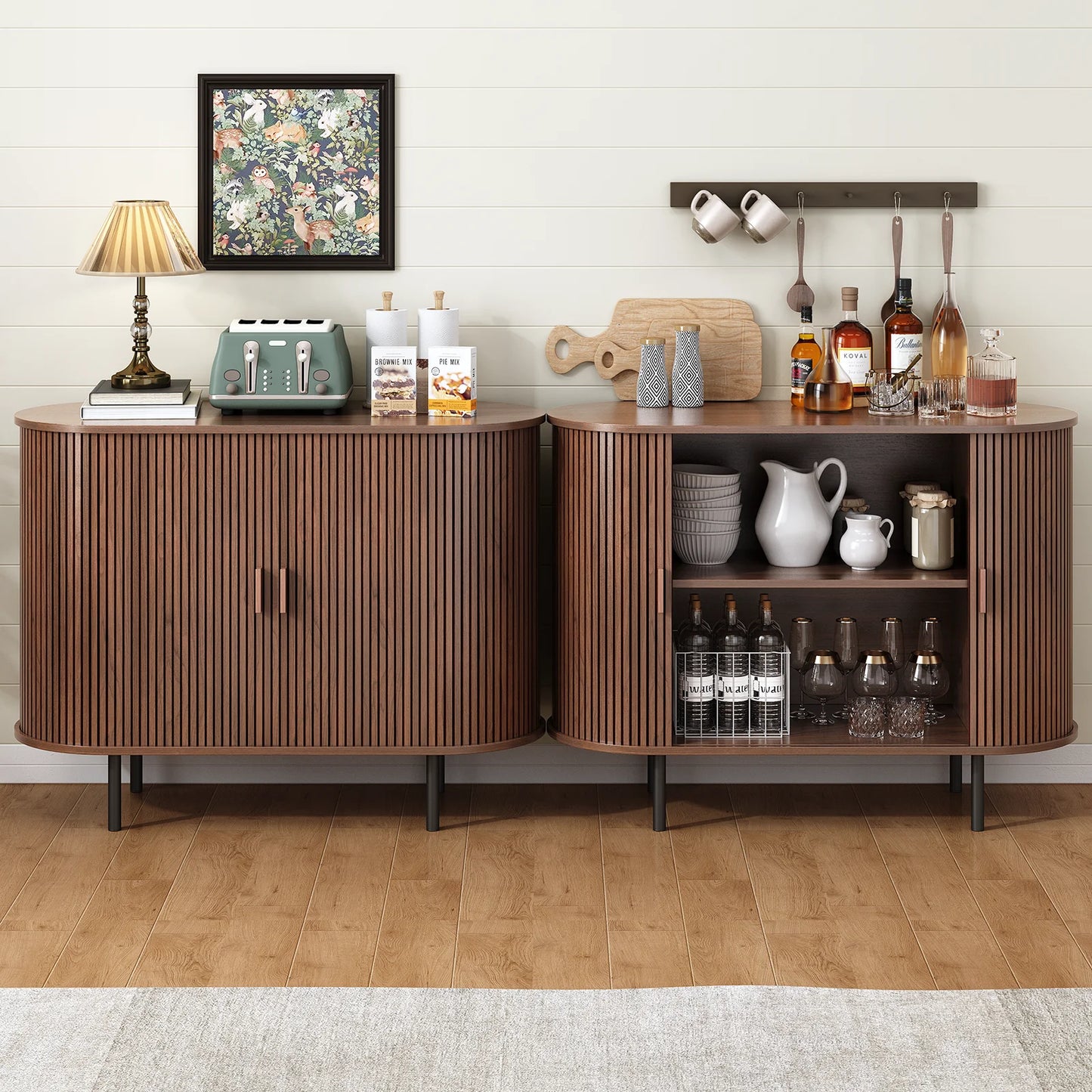 Sideboard Buffet Cabinet With Sliding Doors And Adjustable Shelf