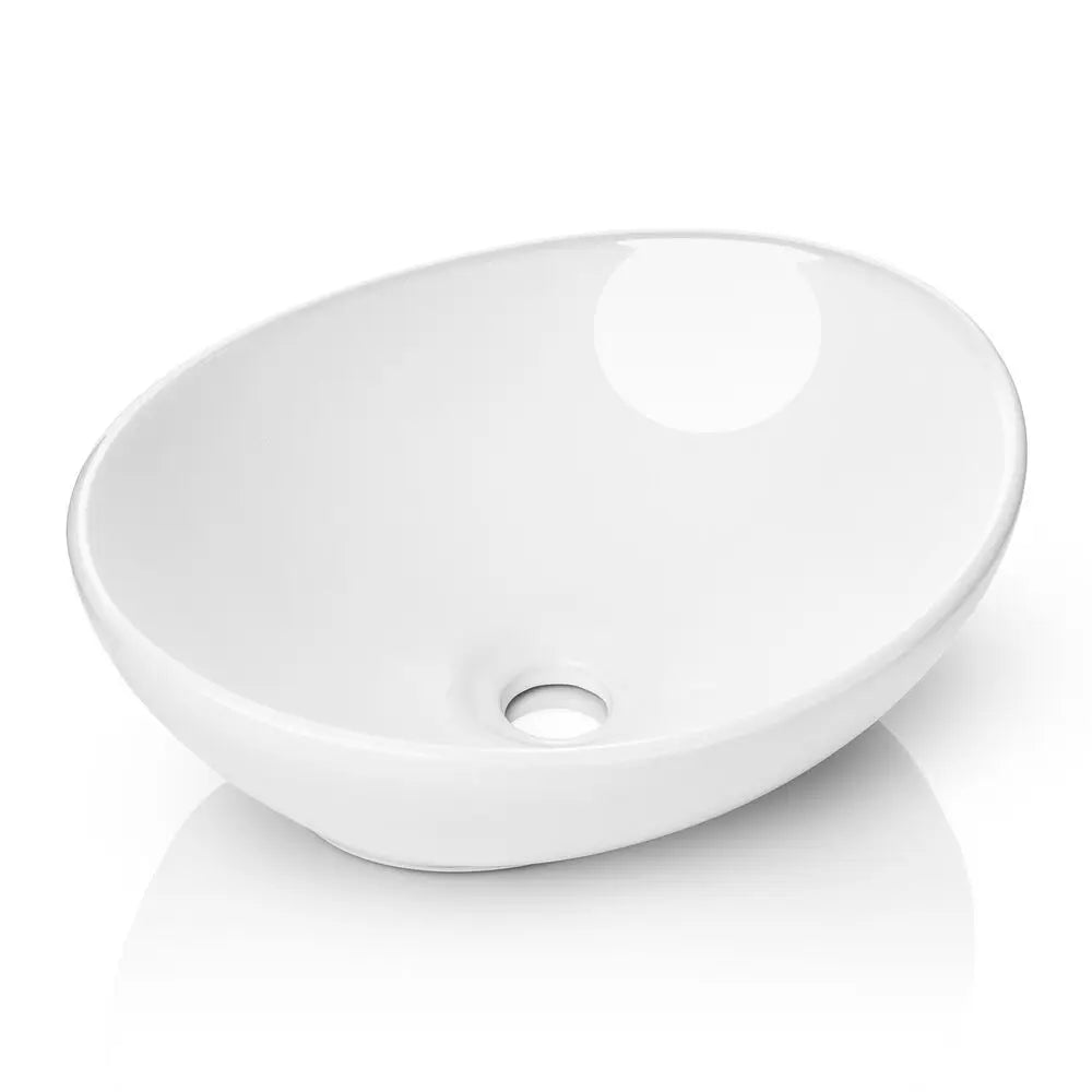 Modern Ceramic Vessel Sink Oval Bathroom Vanity Bowl Single Hole