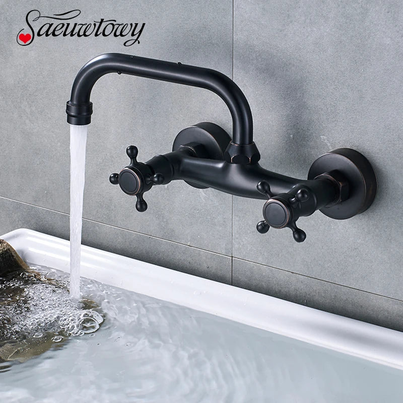 Saeuwtowy Wall Mounted Basin Faucet 360 Degree Rotation