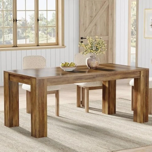 Farmhouse Engineered Wood Rectangular Dining Table For Home Kitchen