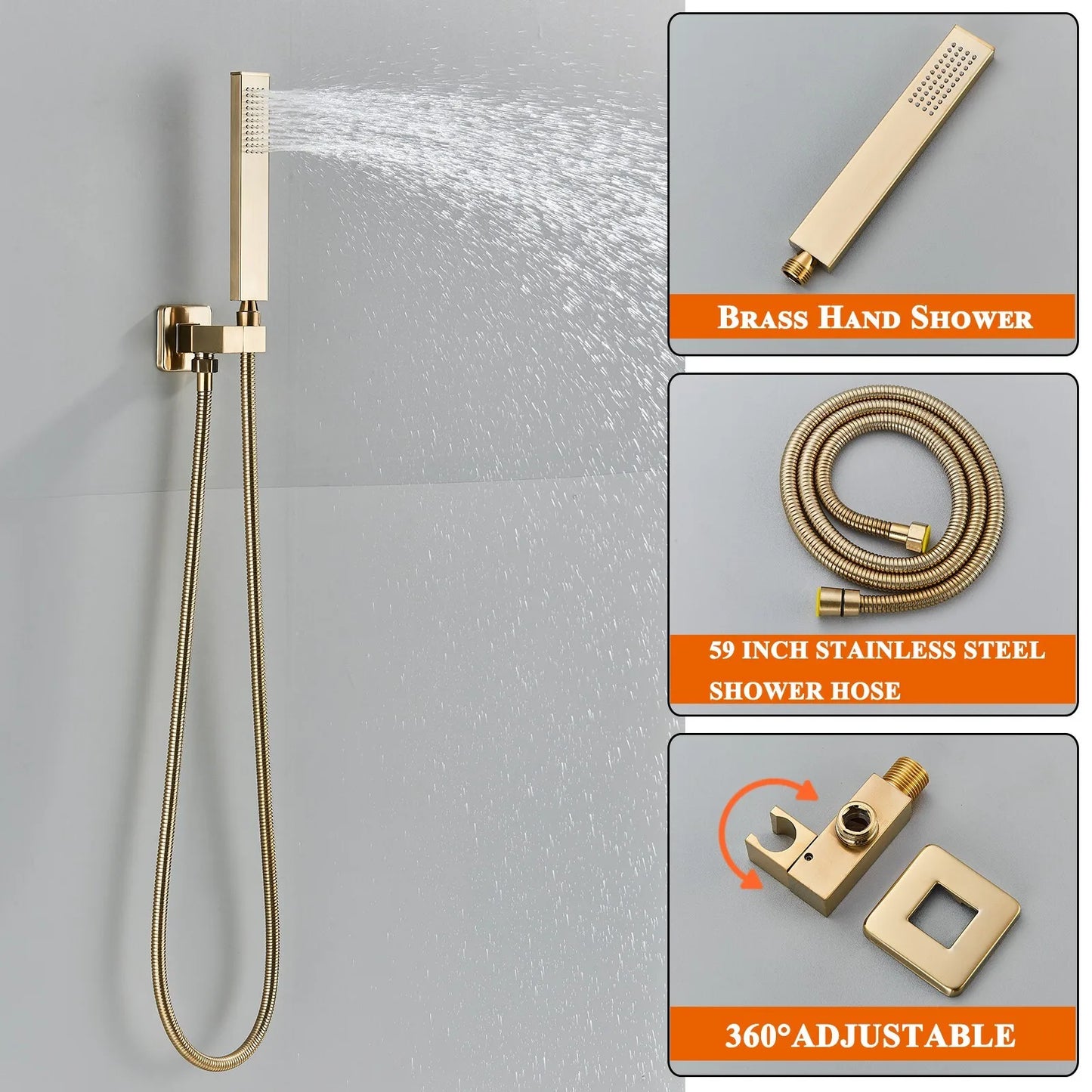 Shower Faucet Set With Wall Mount Rain Shower Head