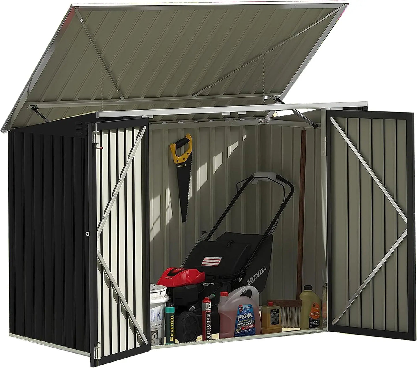 Feature Outdoor Storage Shed Iron With Lockable Door