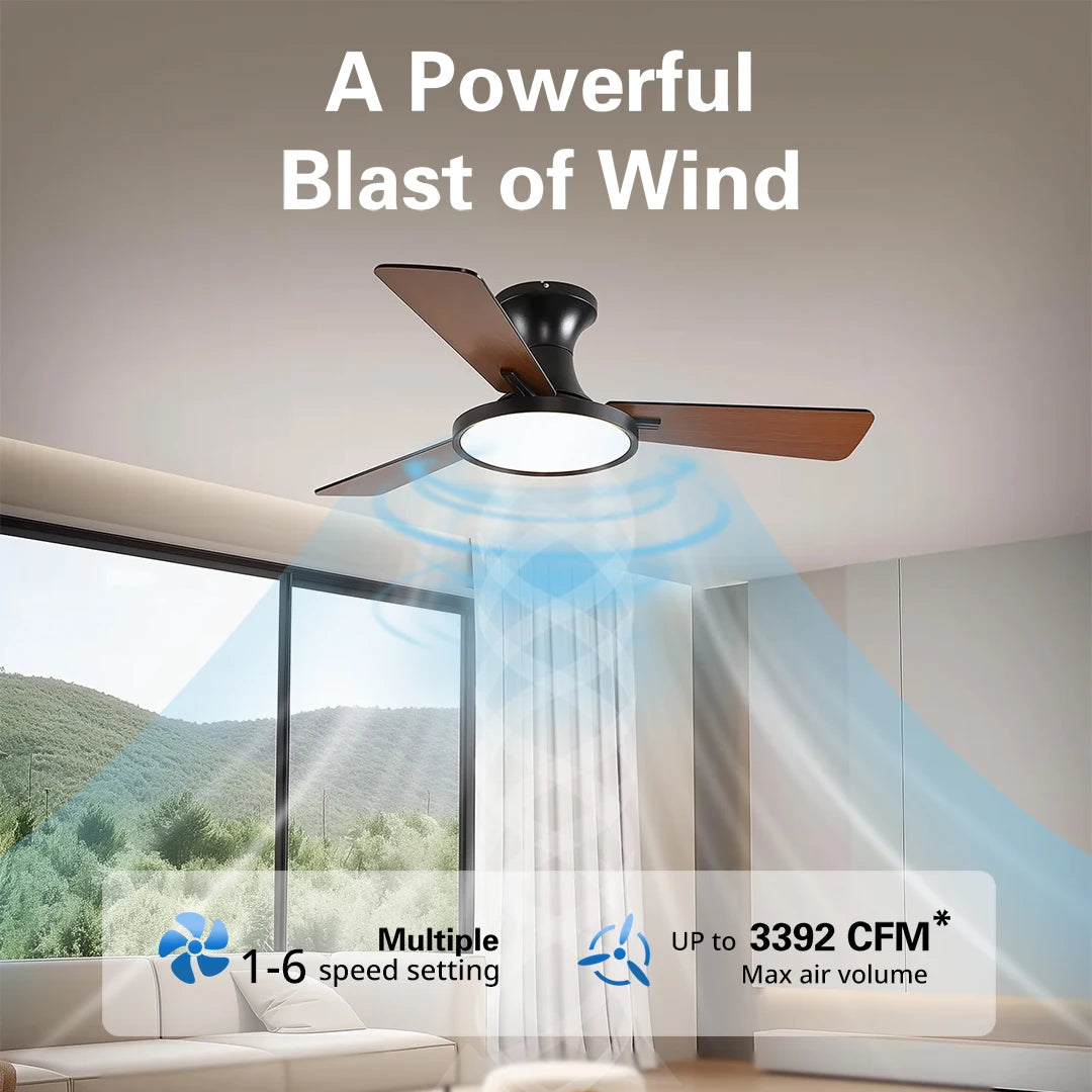 Orison Smart Ceiling Fan With Light RGB Dimmable Six Speed