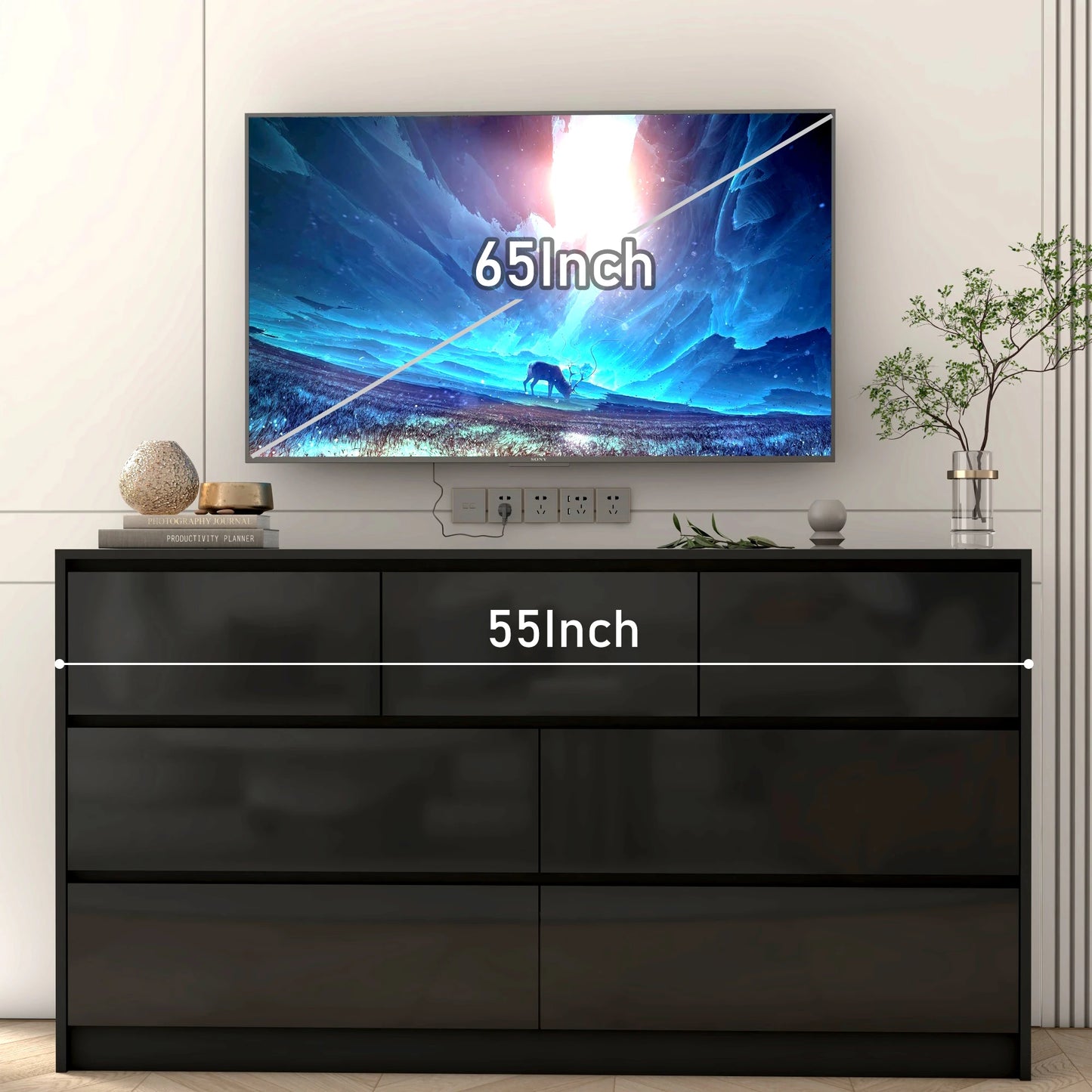 QiaoShiRen 7 Drawer Dresser Modern Wood Chest Bedroom