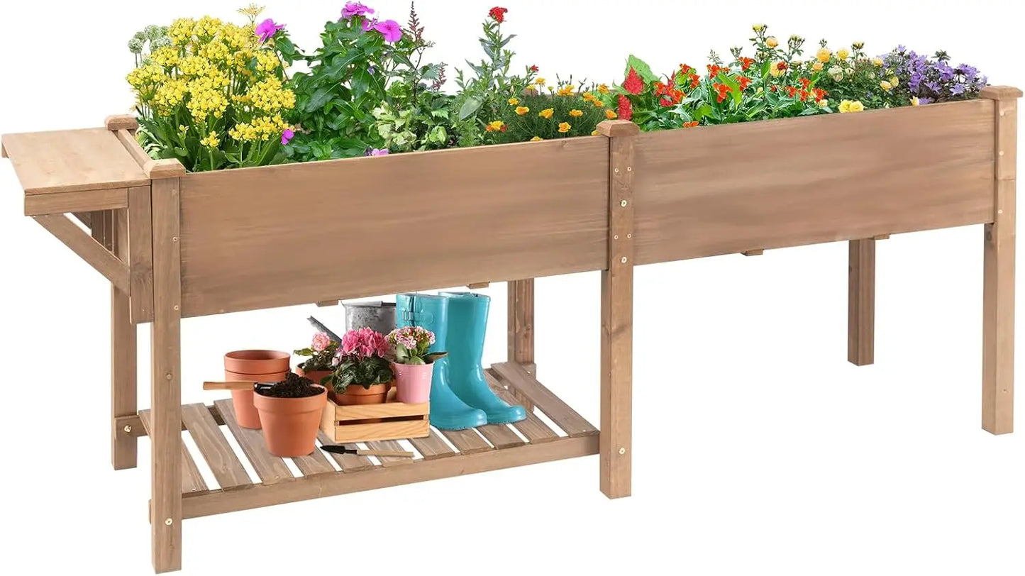 Hign-concerned Elevated Wood Planter Box For Garden