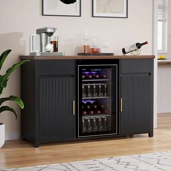 Coffee Bar Cabinet With Fridge And Wine Storage