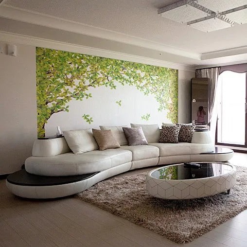 MANBAS Top Grain Leather Corner Sectional Sofa Arc Set