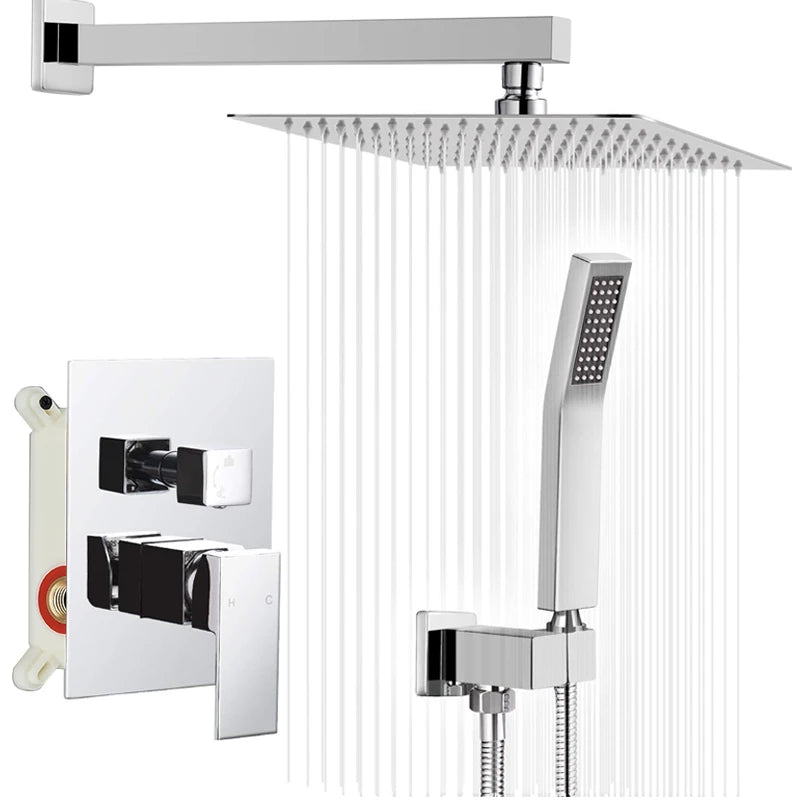 Quyanre Concealed Shower Faucet System 2 Way Rainfall Mixer