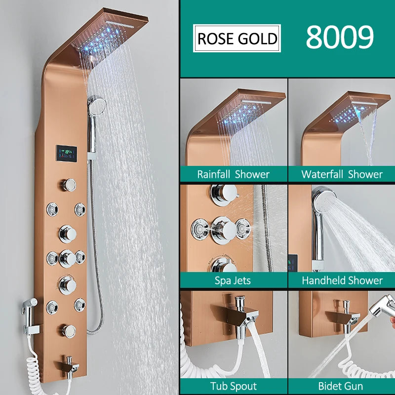 Quyanre LED Shower Panel With Six Functions And Jets