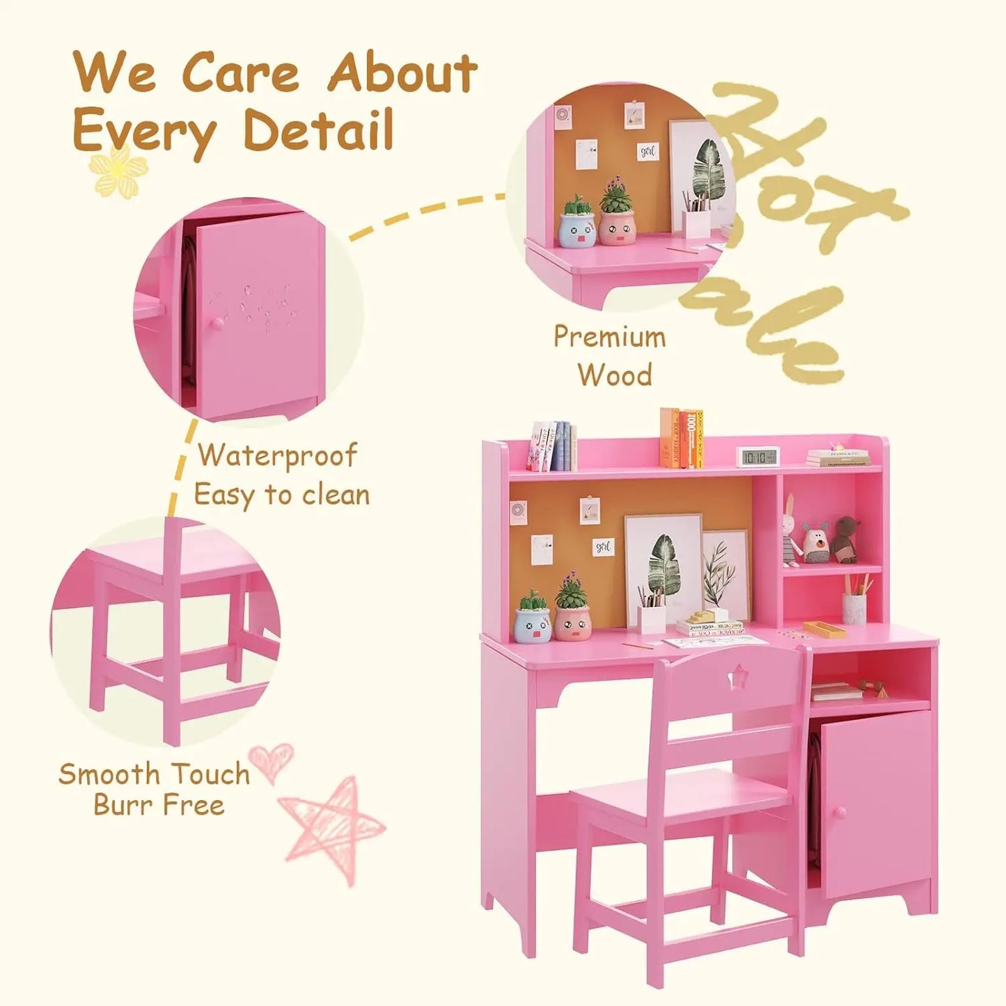 HobbyLane Kids Desk and Chair Set With Hutch Storage