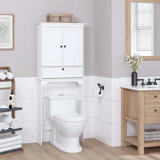 Over The Toilet Storage Cabinet With Doors And Adjustable Shelves