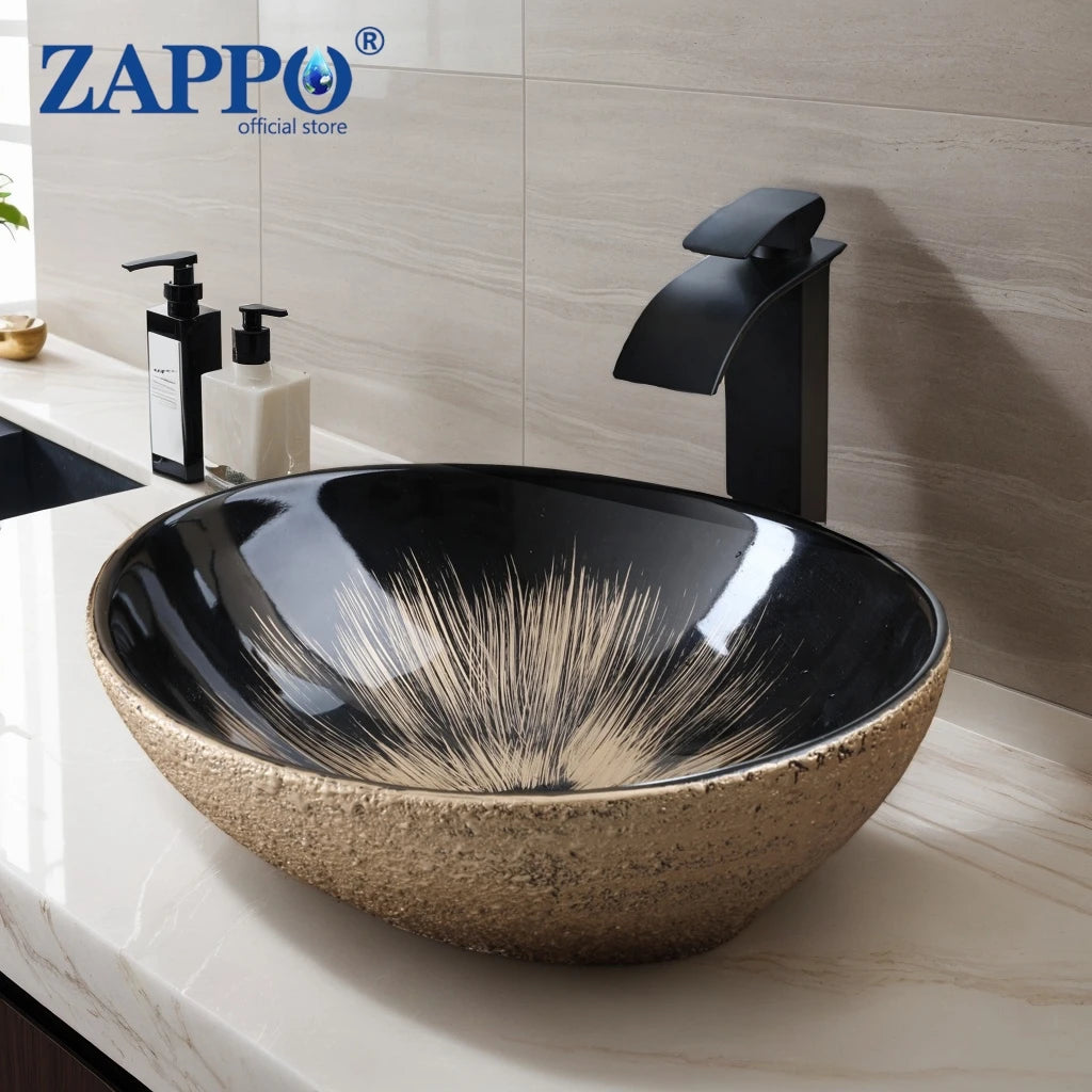Torayvino Ceramic Oval Vessel Sink For Above Counter Bathroom