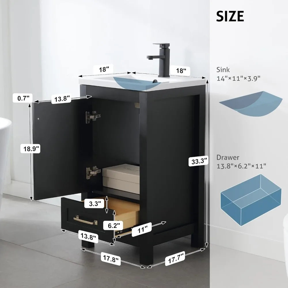 DAFIFY Bathroom Vanity With Undermount Sink One Door One Drawer