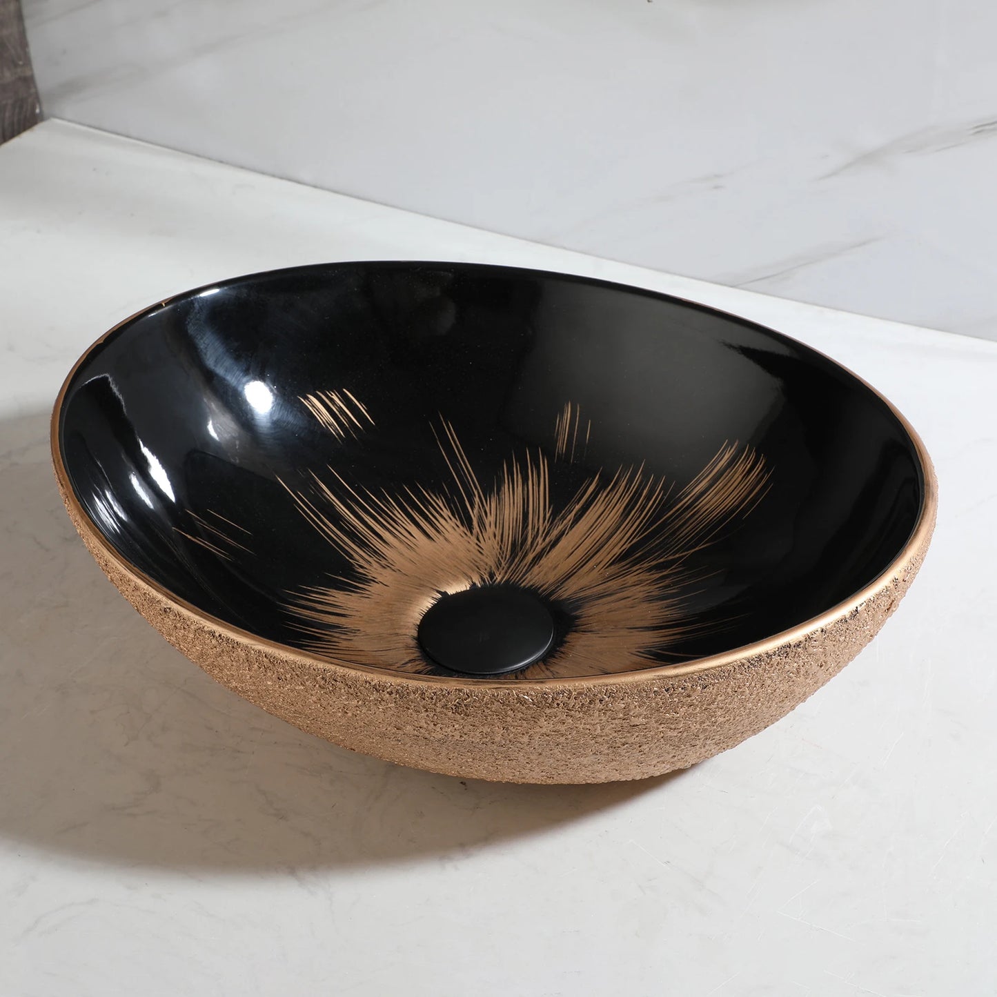 Torayvino Ceramic Oval Vessel Sink For Above Counter Bathroom