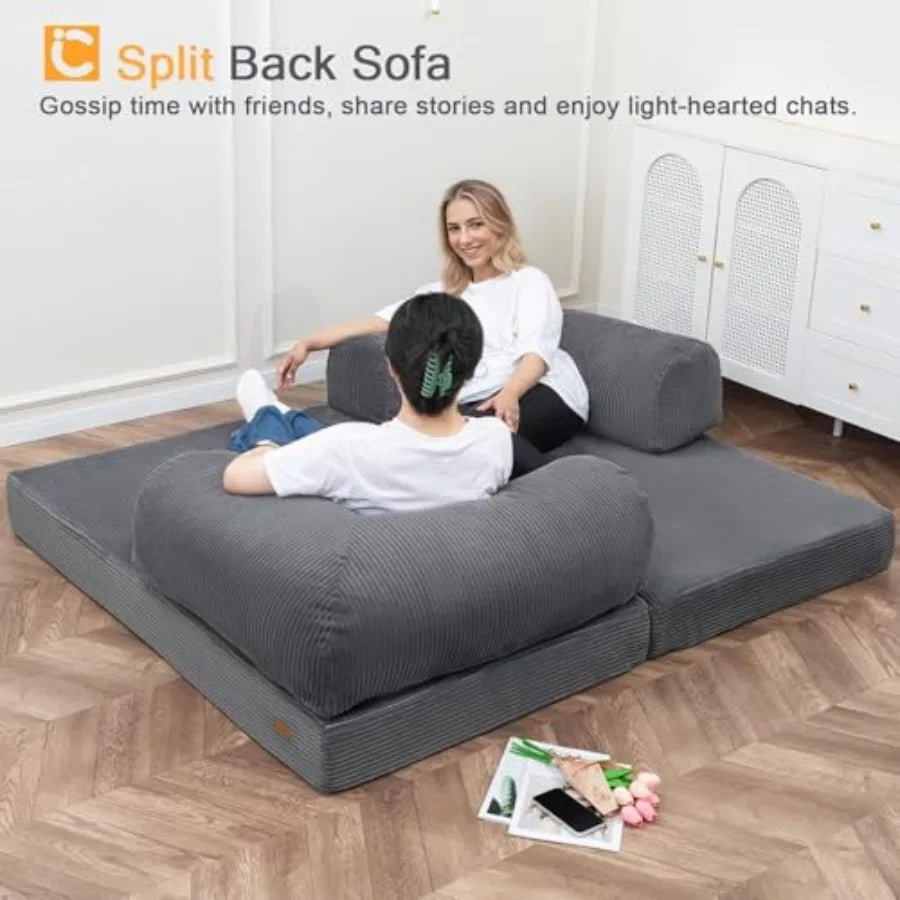 Futon Sofa Bed 4-In-1 Floor Foldable Sofa Couch Sleeper