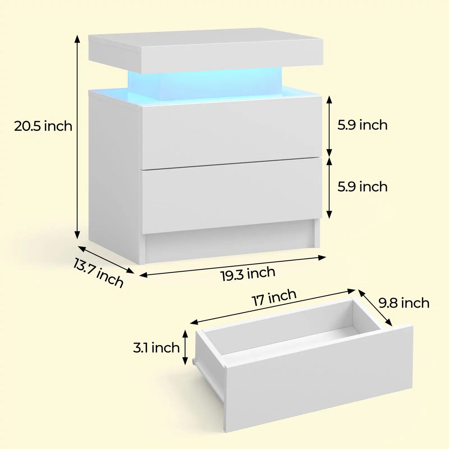 Cubehom LED Nightstands With Drawers And RGB Lighting