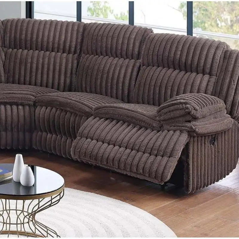 Faux Fur U-Shaped Sectional Sofa With Console Cup Holder 3-Piece