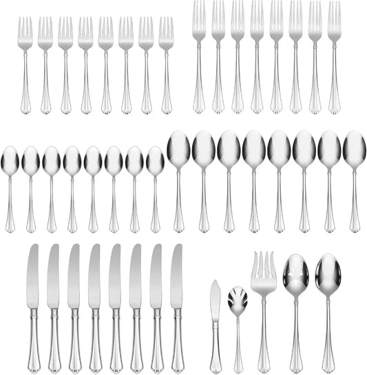 Stainless Steel Silverware Set Dishwasher Safe 45 Piece