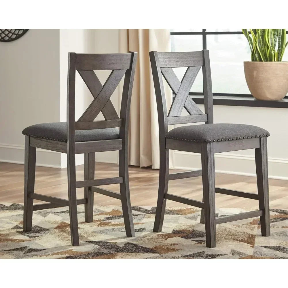 XMSJ Caitbrook Rustic Counter Height Upholstered Barstool Set 2