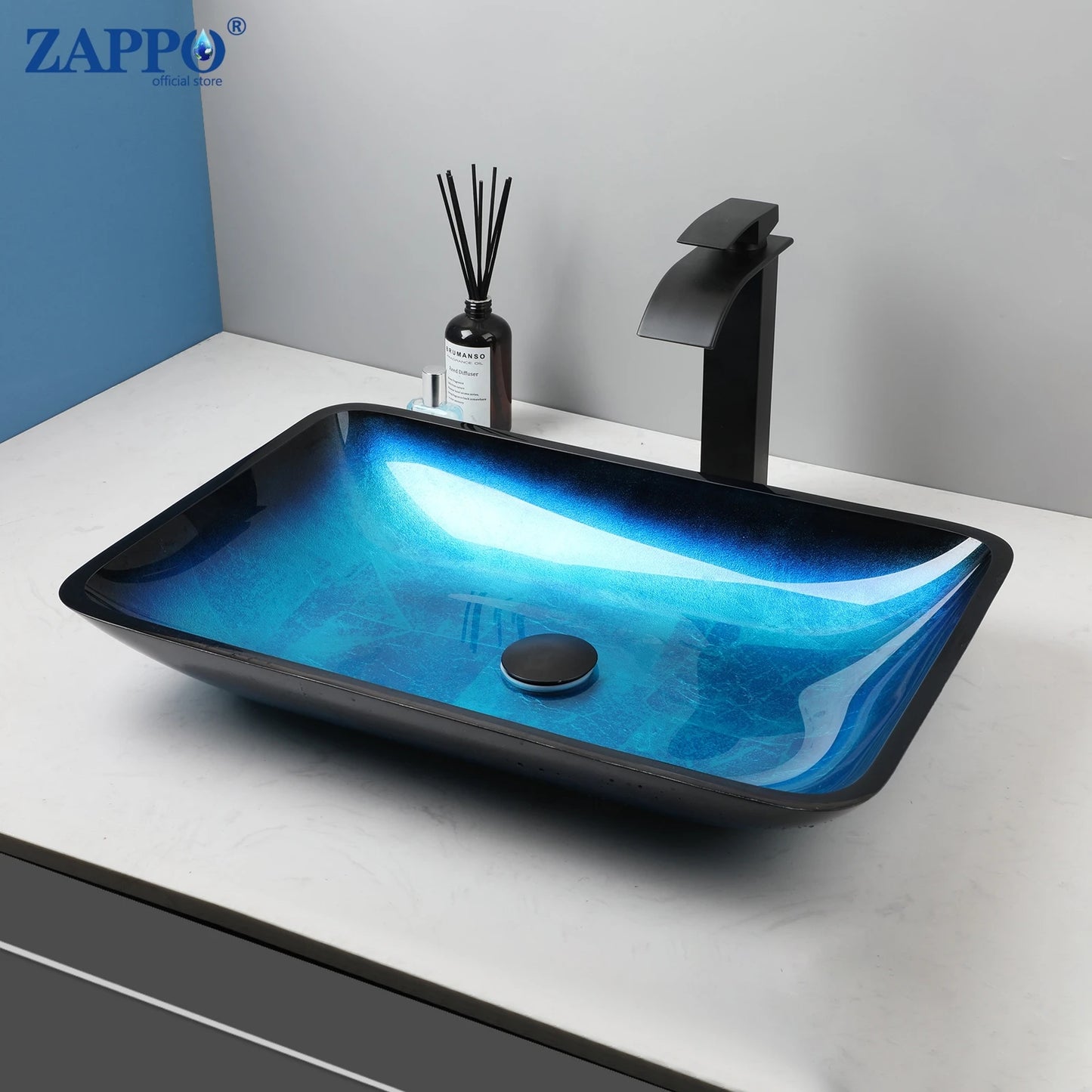 Torayvino ZAPPO Tempered Glass Vessel Sink with Waterfall Faucet