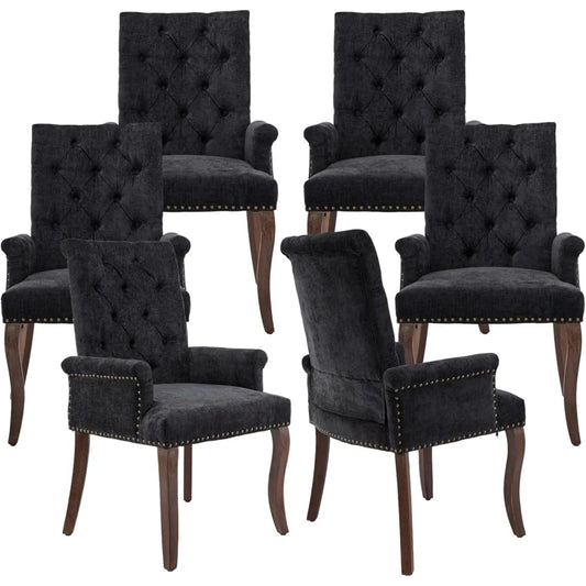 HUANZHUANG Upholstered Tufted Chenille Dining Chairs with Nailhead Trim