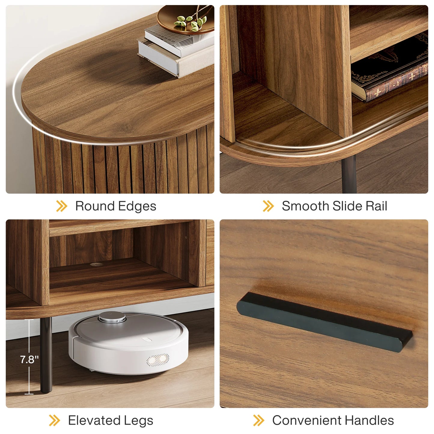 Tribesigns Mid Century Modern TV Stand With Sliding Tambour Doors