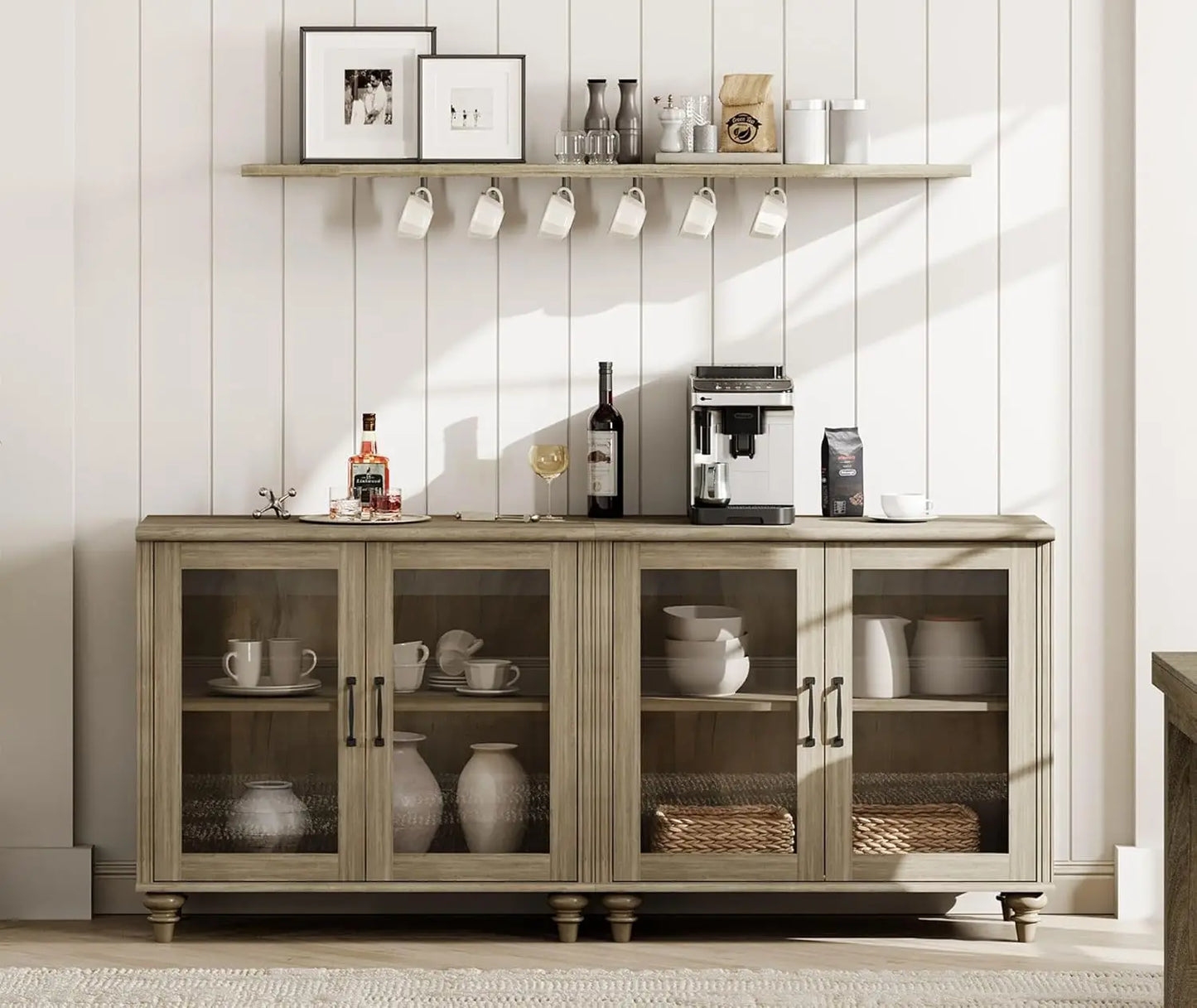 Sideboard Buffet Cabinet With Glass Doors For Kitchen Storage