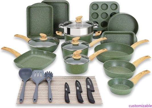 XMSJ Pots And Pans Set Nonstick 30 Pieces Induction Cookware