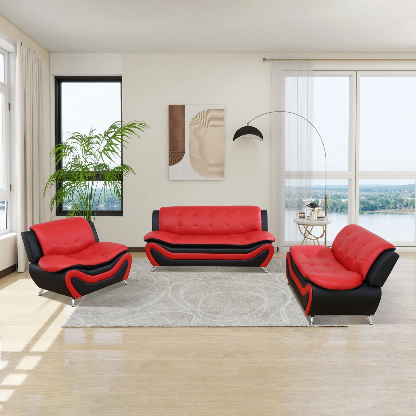 Dekmxas Leather Sofa Set for Living Room