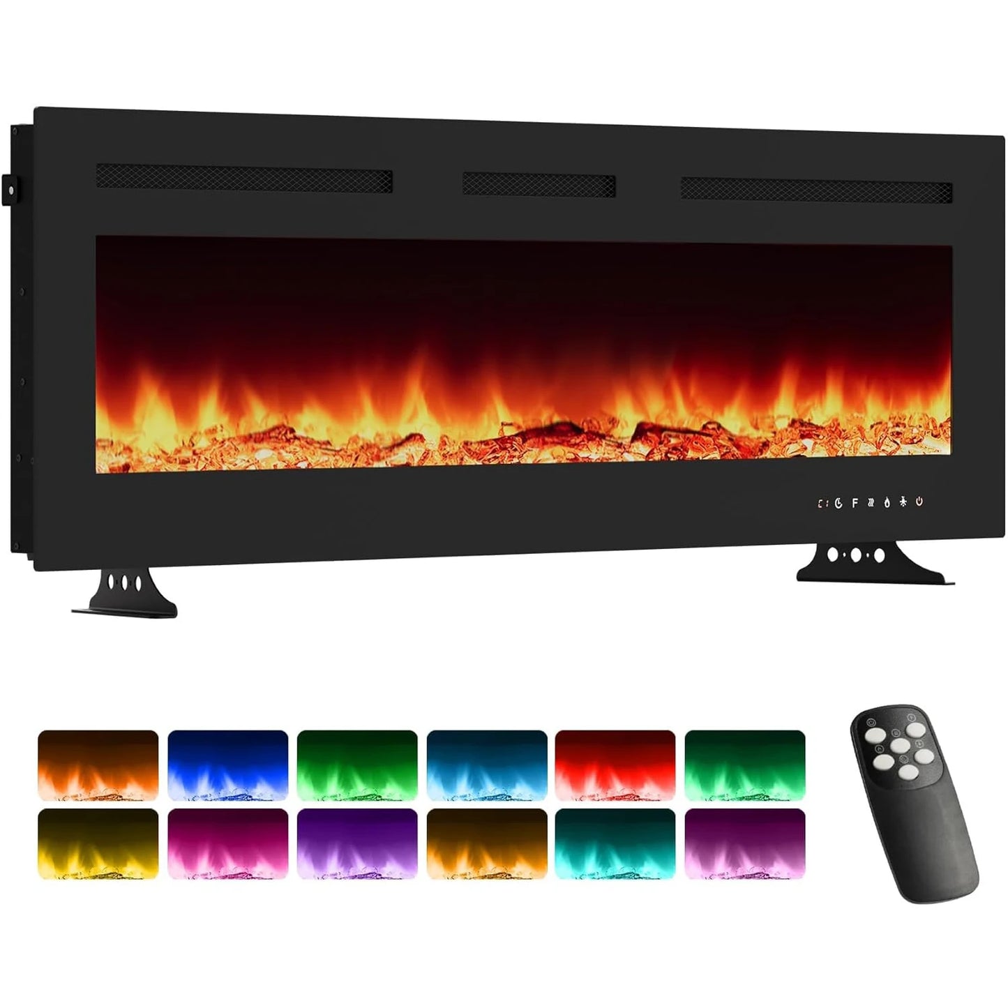 HiMISS 3D Electric Fireplace LED Flame Modes Wall Mounted Heater