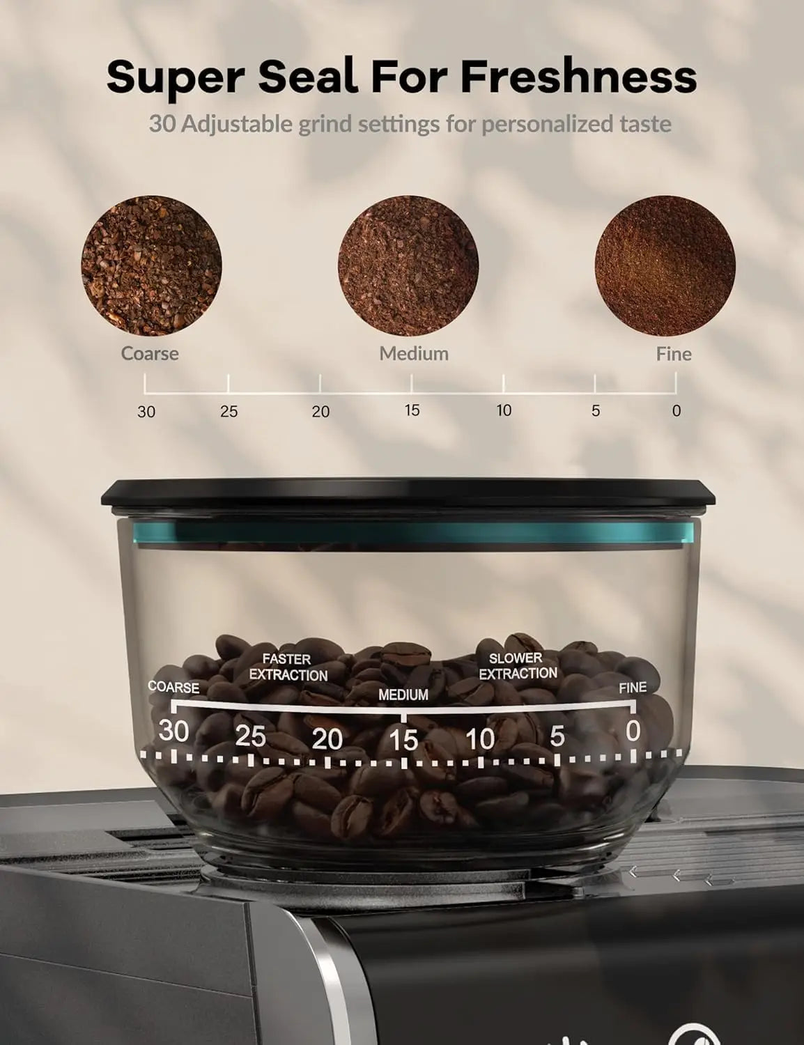 Acekool 20 Bar Espresso Machine With Grinder For Latte Cappuccino