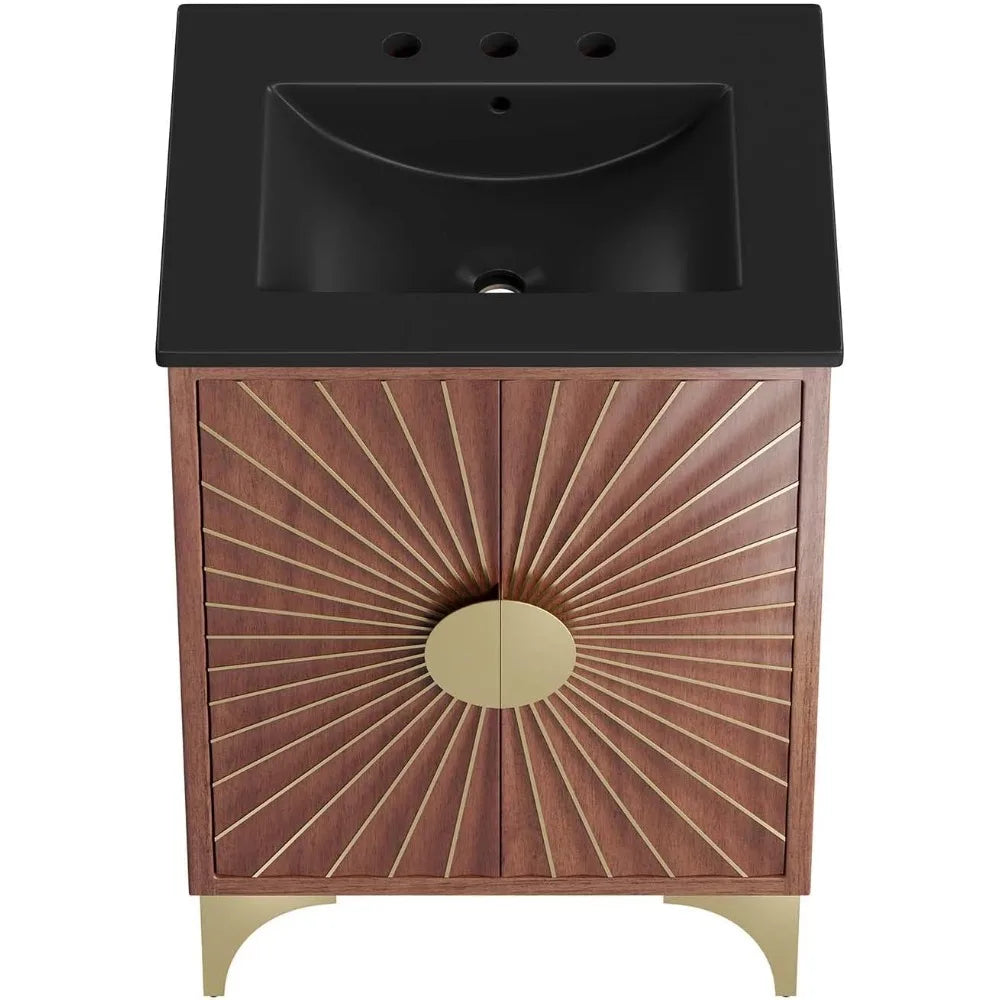 Modern Open Shelving Bathroom Vanity Cabinet With Ceramic Sink