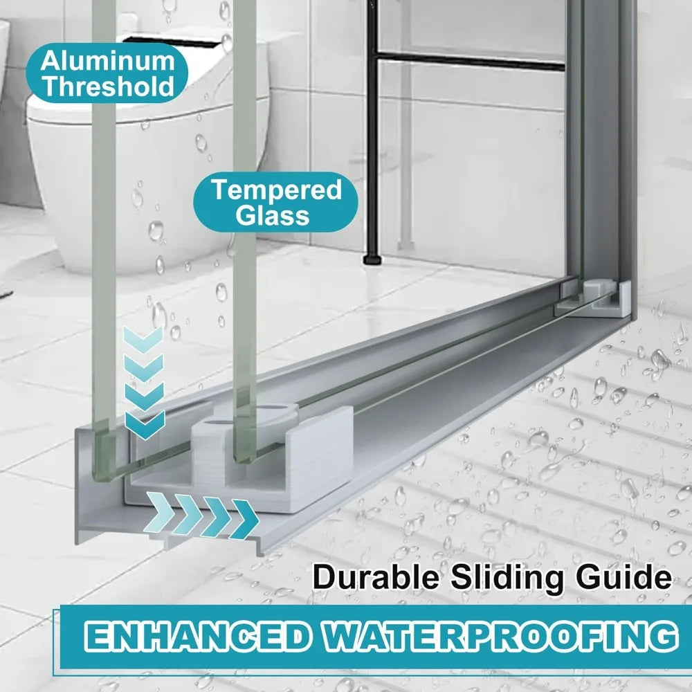 Semi Frameless Double Sliding Shower Door With 6mm Glass For Bathroom