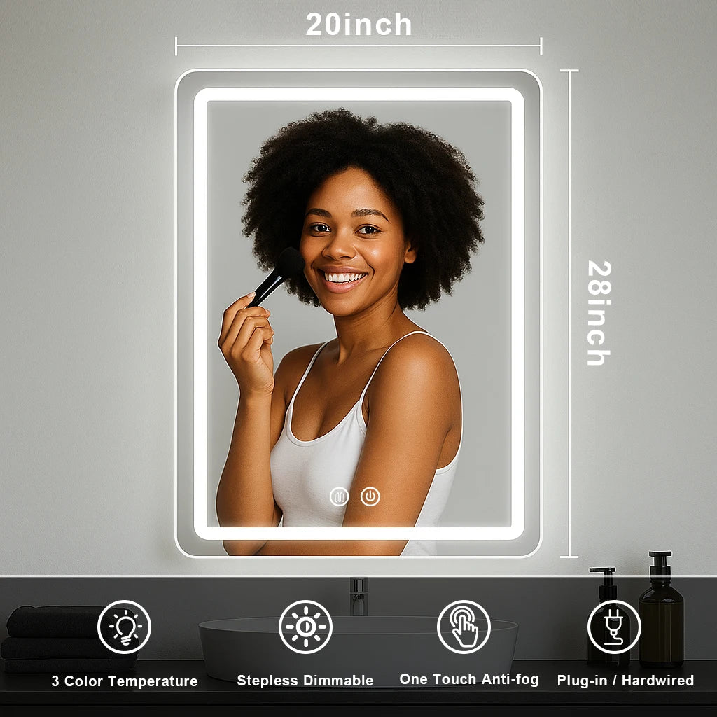 MYGIIVOVO LED Bathroom Mirror With Backlit Lights Wall Mounted Demister