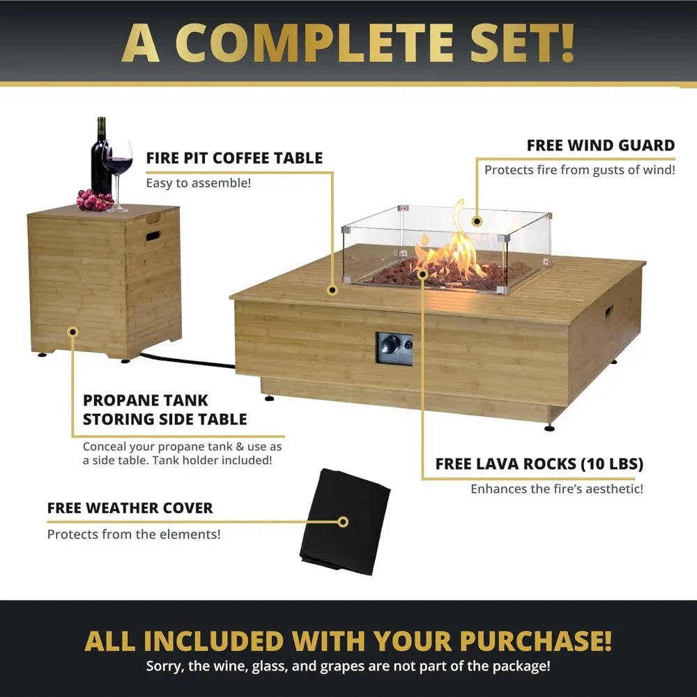 Sherbeck Outdoor Propane Fire Pit Table and Tank Cover