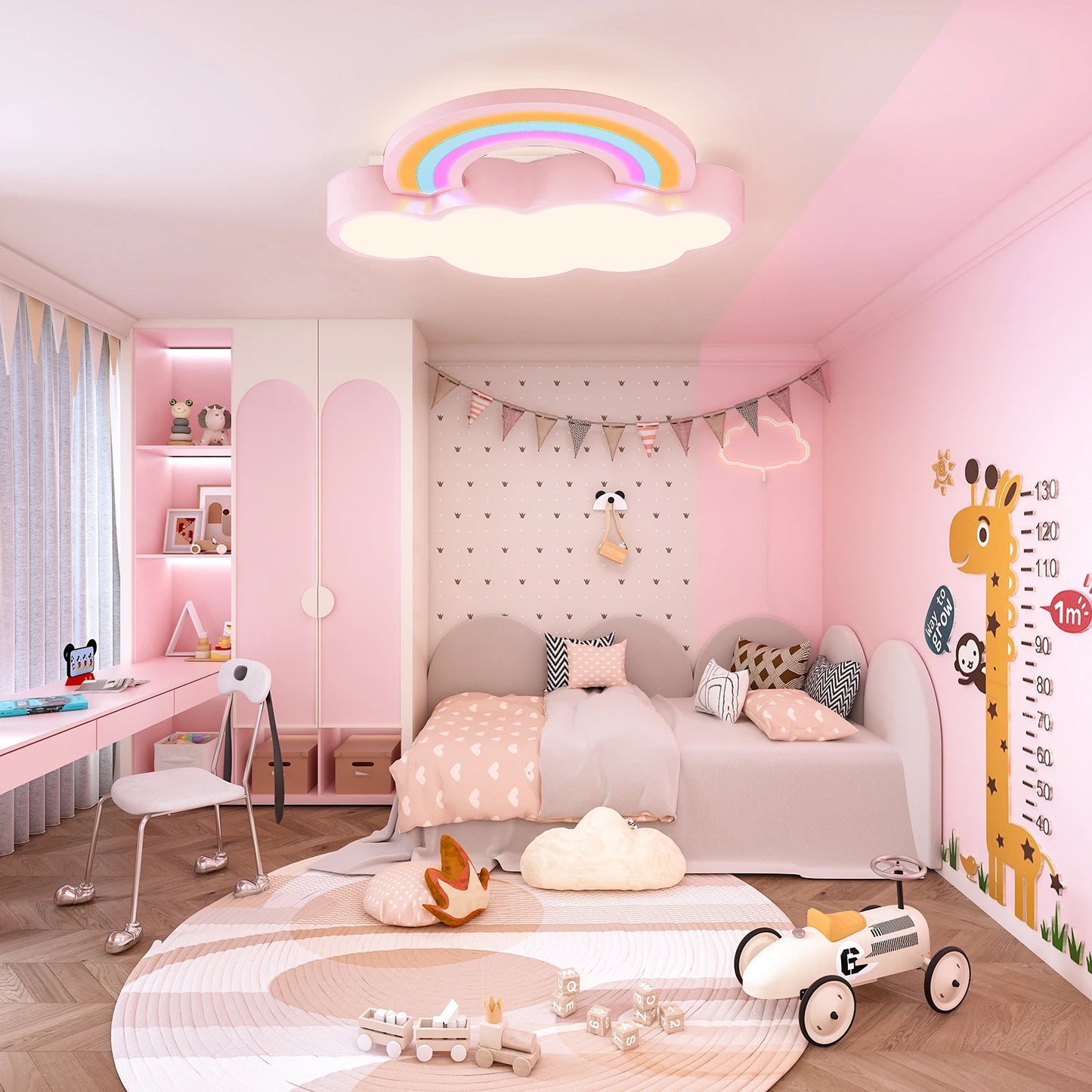 Vrygle Cartoon Cloud Rainbow Ceiling Light Dimmable Fixture